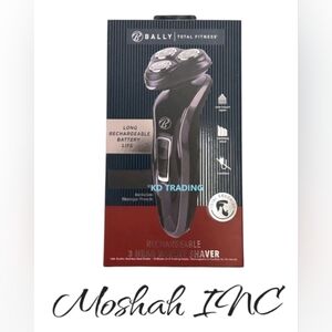 BALLY TOTAL FITNESS Men's Rechargeable Stainless Steel 3-HEAD ROTARY SHAVER